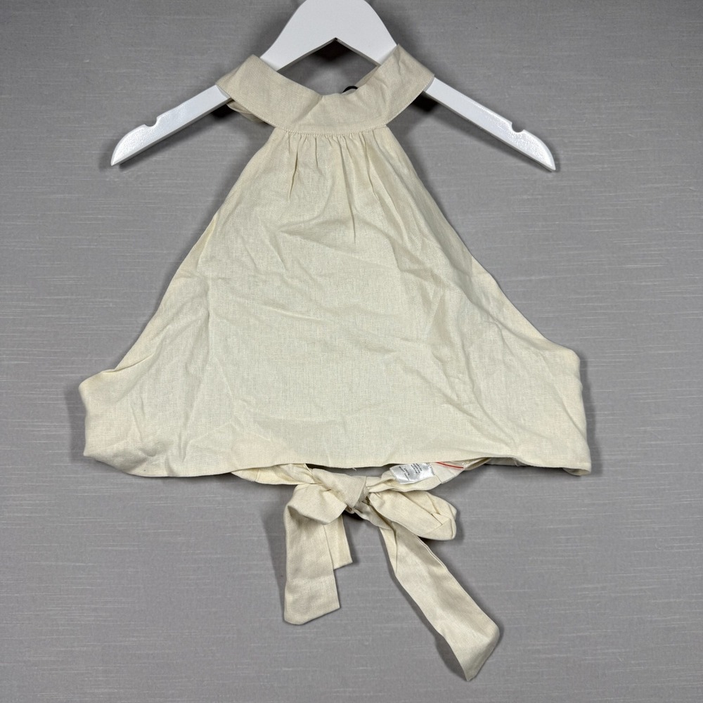 We Wore What Top‎ Womens XL Ivory Halter Tank Cropped Tie Back Romantic Chic